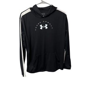Under Armour Kids Youth YXL Black White Heatgear Hoodie Long Sleeve Pullover